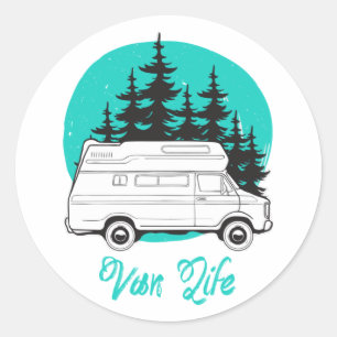 VAN LIFE Nomad Adventure Travel Camping Lifestyle Runder Aufkleber