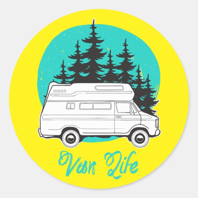 VAN LIFE Nomad Adventure Travel Camping Lifestyle Runder Aufkleber (Vorderseite)