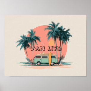 Van Life – Retro-Strand-Camper-Art Poster