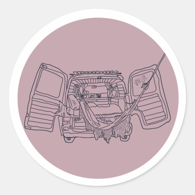 Van Life Sticker Pink (Vorderseite)