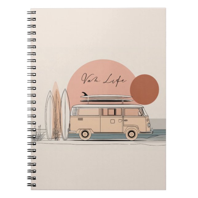 Van Life Surf Van – Retro Beach Camper Aesthetic Notizblock (Vorderseite)