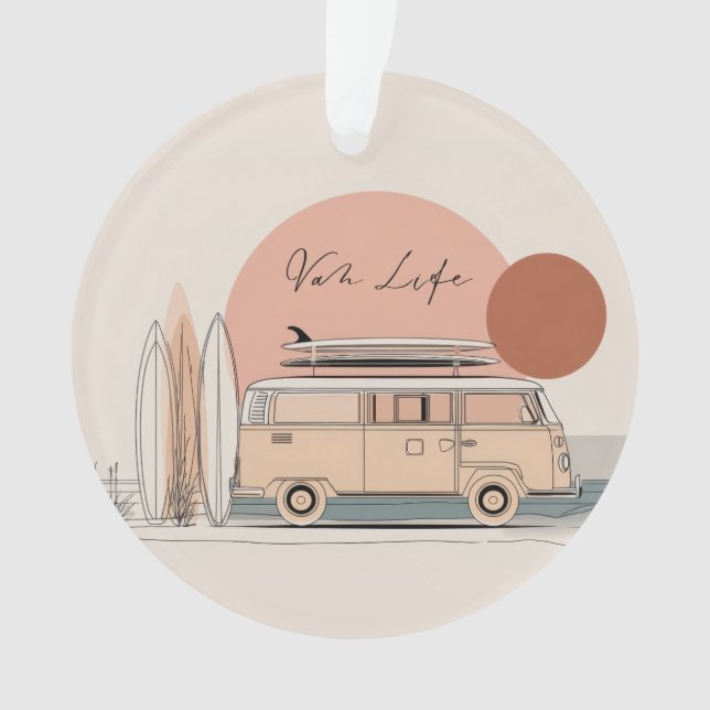 Van Life Surf Van – Retro Beach Camper Aesthetic  Ornament (Vorderseite)