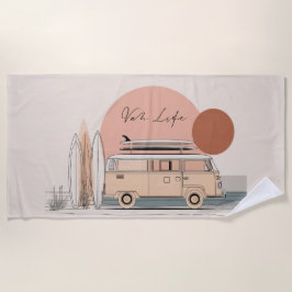 Van Life Surf Van – Retro Beach Camper Aesthetic Strandtuch