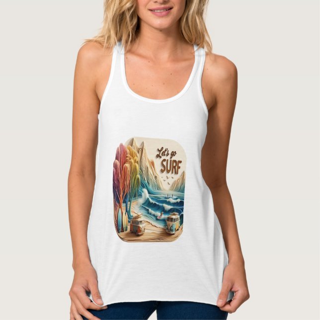 Van Parking mit Surfbrettern an der Sandstrasse Tank Top (Vorderseite)