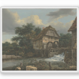 Van Ruisdael - Zwei Wassermühlen und ein Open Slui Aufkleber