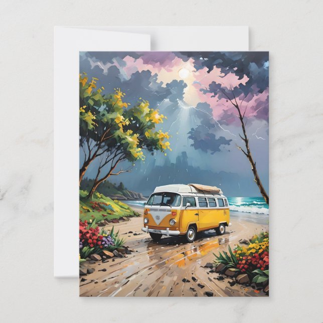 Van Scene On Beach F Feiertagskarte (Vorderseite)