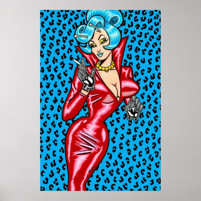 Vana DeVinyl™/Red Vinyl Dress/Blue Poster (Vorne)