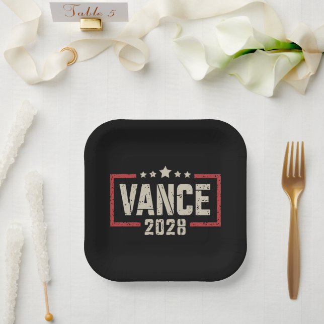 Vance 2028 Präsidentschaftswahlkampagne unter US-F Pappteller (Hochzeit)