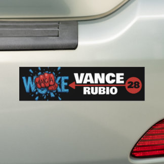 VANCE RUBIO 2028 | ROTE MAGA-FAUST SCHLÄGT WOKE AUTOAUFKLEBER