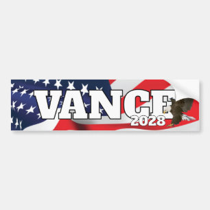 Vance-Text mit Flagge und Weißkopfseeadler Autoaufkleber