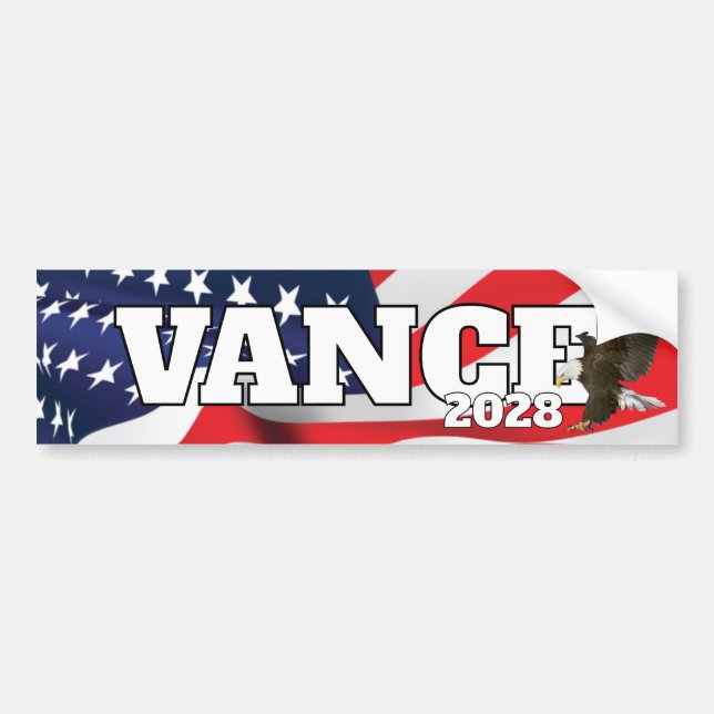 Vance-Text mit Flagge und Weißkopfseeadler Autoaufkleber (Vorne)