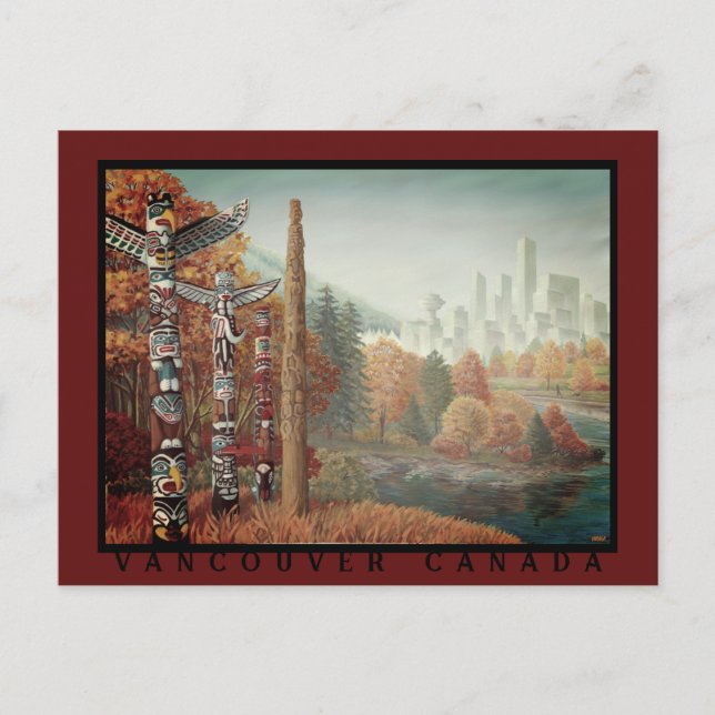 Vancouver Art Postcard Vancouver Totem Pole Cards Postkarte (Vorderseite)