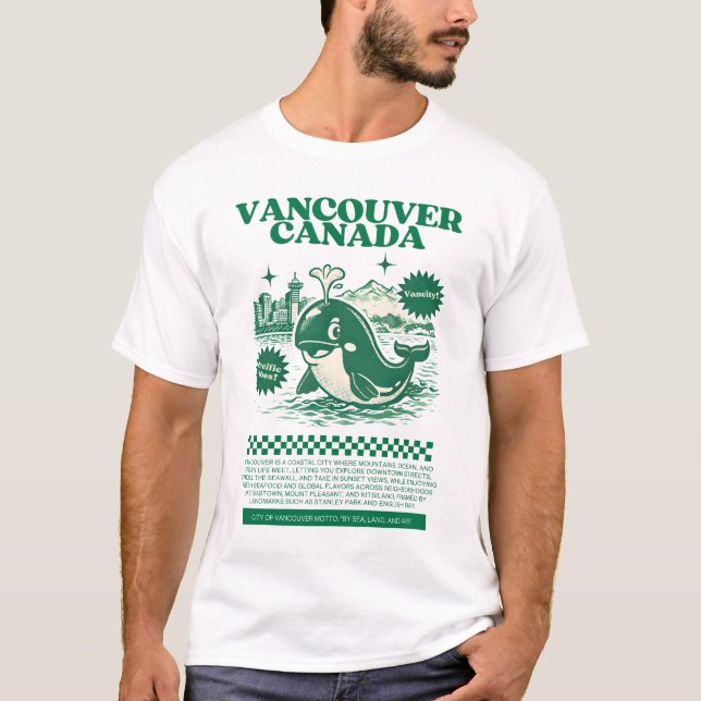 Vancouver BC Canada Whale Retro City  T-Shirt (Vorderseite)