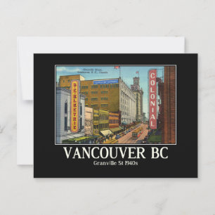 Vancouver BC Kanada Granville St 1940er Postkarte