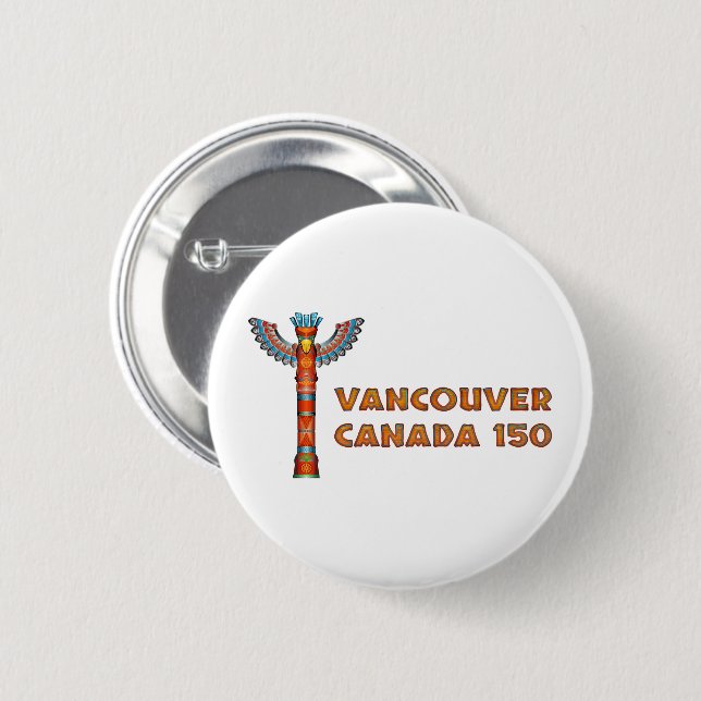 Vancouver (BC) Kanada - Totempfahl Button (Vorne & Hinten)