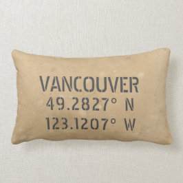 Vancouver BC Latitude Longitude Throw Kissen