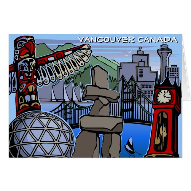 Vancouver BC Souvenir Cards Totem Pole Art Cards (Vorderseite (Horizontal))