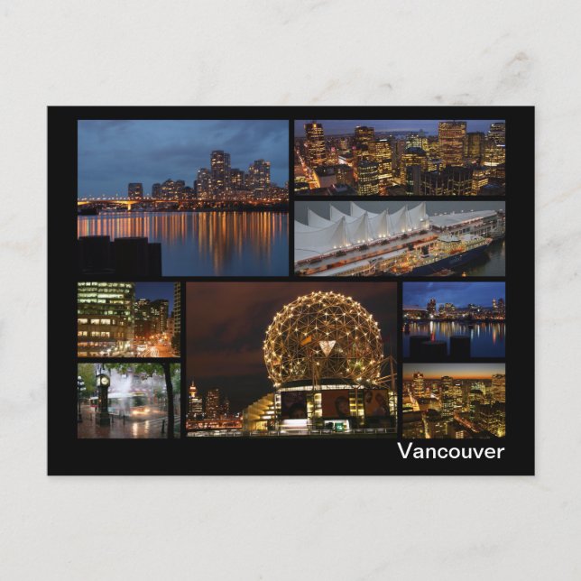 Vancouver bei Nacht Multi-Image Postkarte (Vorderseite)