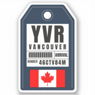 Vancouver Boarding Pass - Kanada YVR Aufkleber