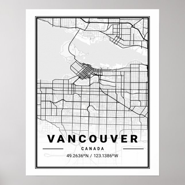 Vancouver British Columbia Canada Travel City Map Poster (Vorne)