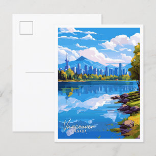 Vancouver Canada Art Vintage Reise Illustration Postkarte