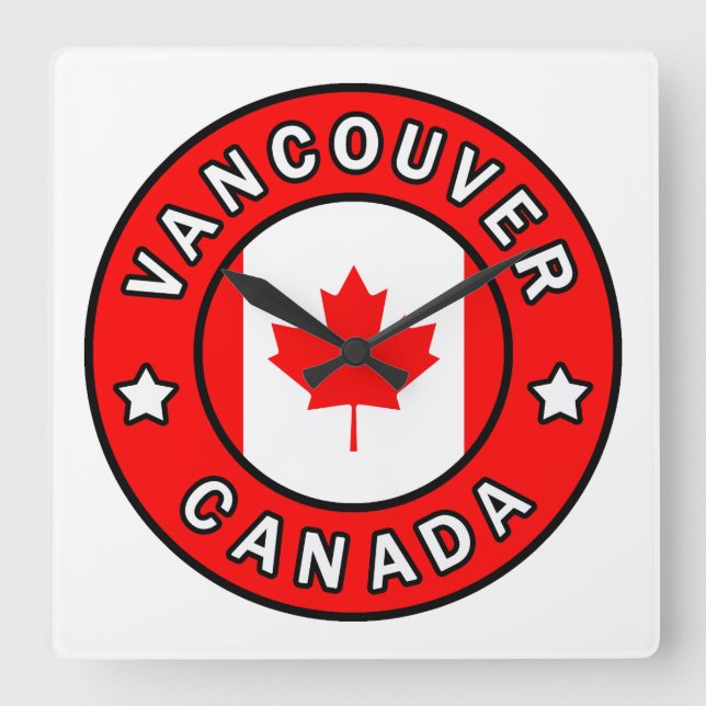 Vancouver Canada Quadratische Wanduhr (Vorderseite)