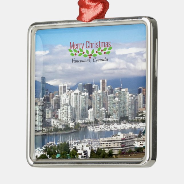 Vancouver Canada Skyline, Frohe Weihnachten, Ornament Aus Metall (Links)