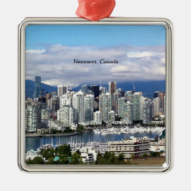 Vancouver Canada Skyline Ornament Aus Metall (Vorne)
