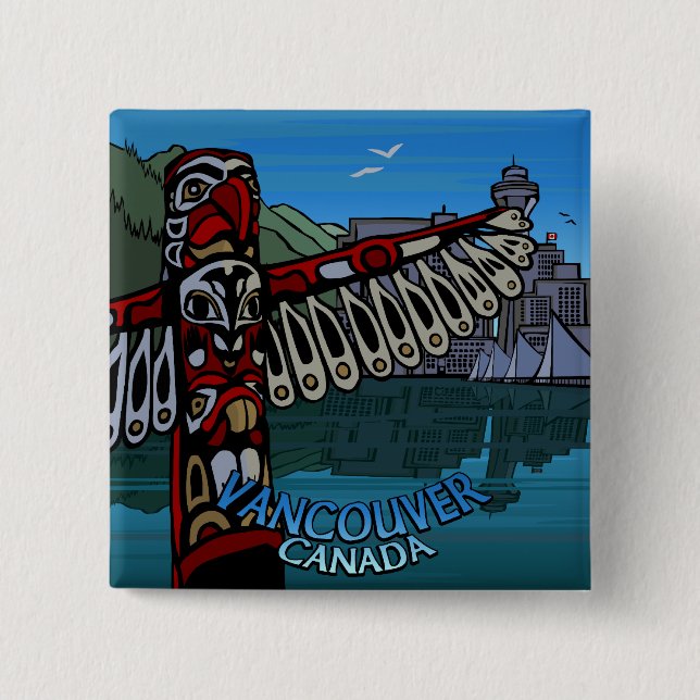 Vancouver Canada Souvenir Buttons Totem Loch Art (Vorderseite)