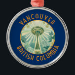 Vancouver Canada Space Needle Retro gestört Ornament Aus Metall<br><div class="desc">Vancouver Retro Vektor Vouver Reise Design. Vancouver,  ein belebter Seehafen an der Westküste von British Columbia,  gehört zu den dichtesten und ethnisch vielfältigsten Städten Kanadas.</div>