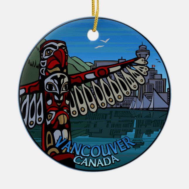 Vancouver Canada Totem Pole Souvenirs Keramikornament (Vorne)