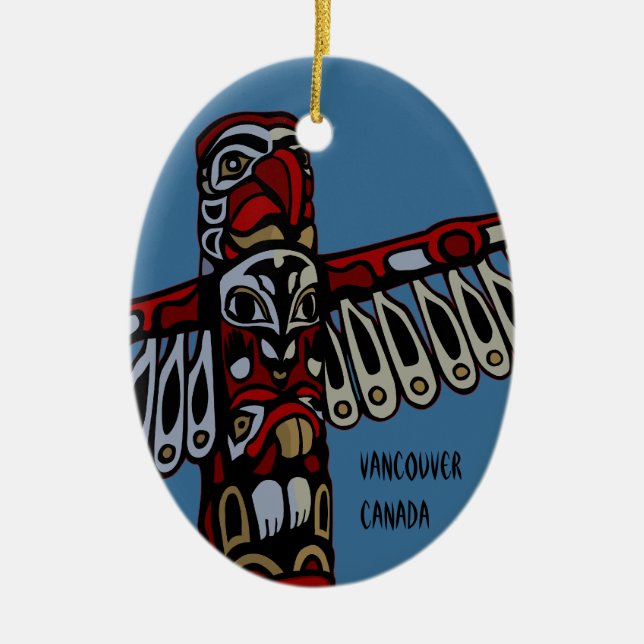 Vancouver Canada Totem Pole Souvenirs Keramikornament (Vorne)