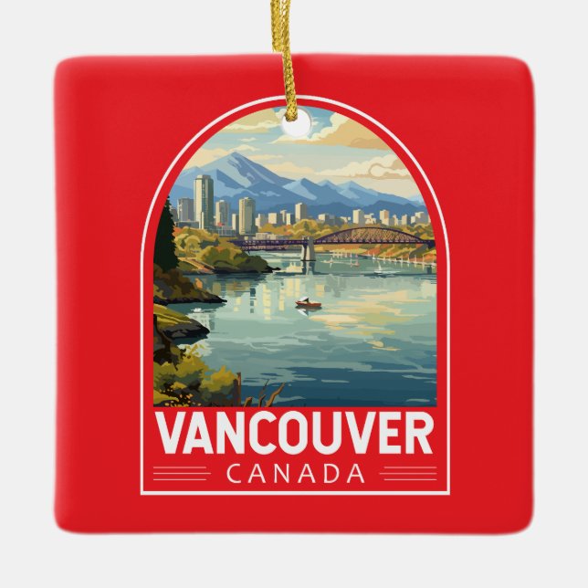 Vancouver Canada Travel Art Vintag Keramikornament (Vorderseite)