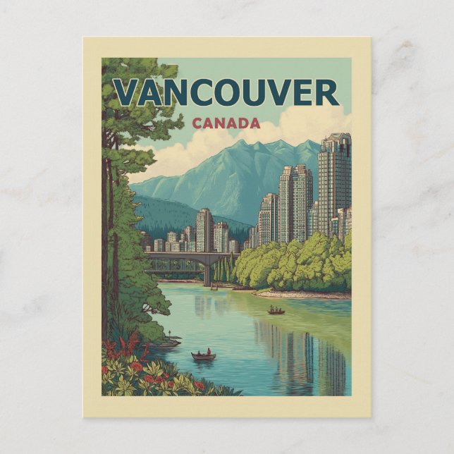 Vancouver Canada Travel Art Vintag Postkarte (Vorderseite)