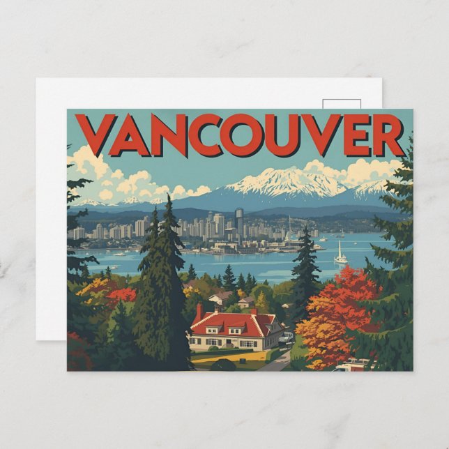 Vancouver Canada Travel Art Vintag Postkarte (Vorne/Hinten)