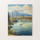 Vancouver Canada Travel Art Vintag Puzzle<br><div class="desc">Vancouver Retro Vektor Vouver Reise Design. Vancouver,  ein belebter Seehafen an der Westküste von British Columbia,  gehört zu den dichtesten und ethnisch vielfältigsten Städten Kanadas.</div>