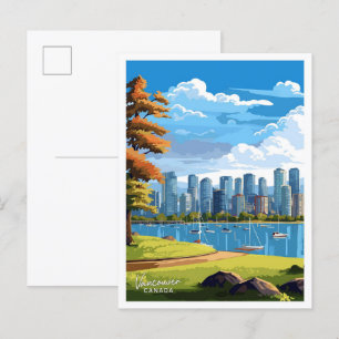 Vancouver Canada Travel Vintage Illustration Postkarte