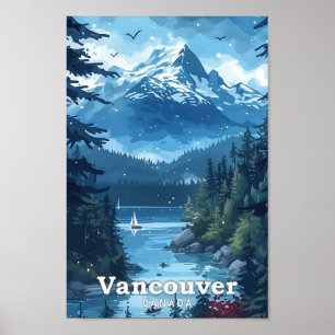 Vancouver Canada Vintag Art Travel Illustration Poster