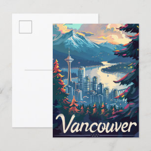 Vancouver Canada Vintag Retro Travel Illustration Postkarte