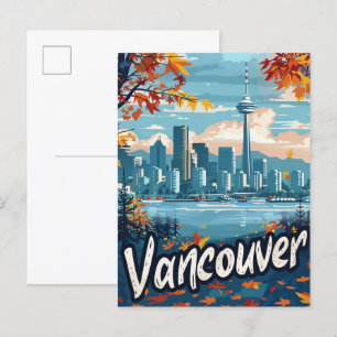 Vancouver Canada Vintag Retro Travel Illustration Postkarte