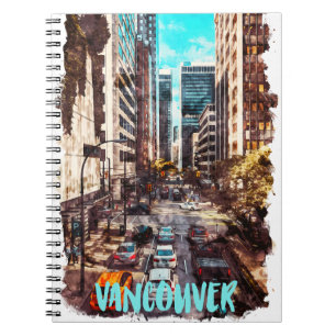 Vancouver Canada Vintage Travel Skyline Notizblock