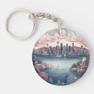 Vancouver City Canada Travel Painting Schlüsselanhänger