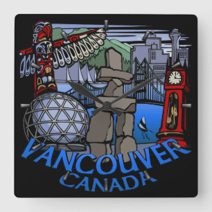 Vancouver Clock Ohrs Decor First Nations Clock Quadratische Wanduhr