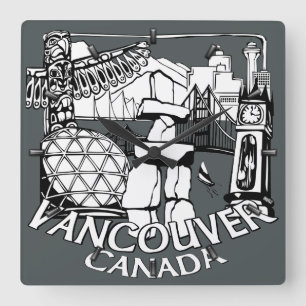 Vancouver Clock Ohrs Decor First Nations Clock Quadratische Wanduhr