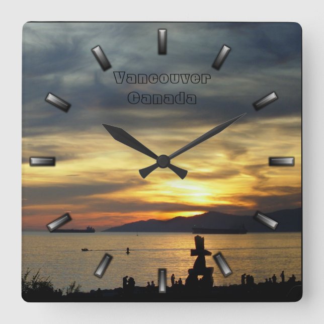 Vancouver Clock Personalisiert Vancouver Wall Cloc Quadratische Wanduhr (Vorderseite)