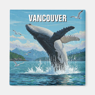 Vancouver Island Humpback Whale Breaching Travel Magnet