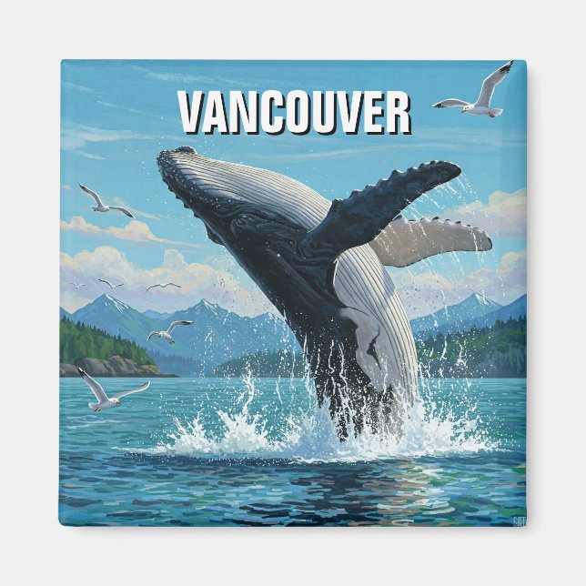 Vancouver Island Humpback Whale Breaching Travel Magnet (Vorne)