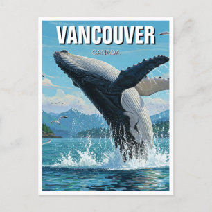 Vancouver Island Humpback Whale Breaching Travel Postkarte