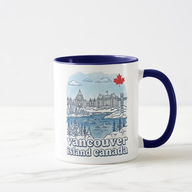 Vancouver Island Kanada Einfache blaue Skyline  Tasse (Rechts)