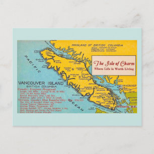 Vancouver Island Vintage-Karte Blaue Postkarte